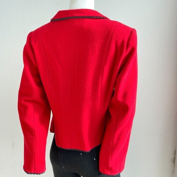 Vintage Suttles & Seawinds Red Wool Cropped Blazer  S - Picture 5 of 7